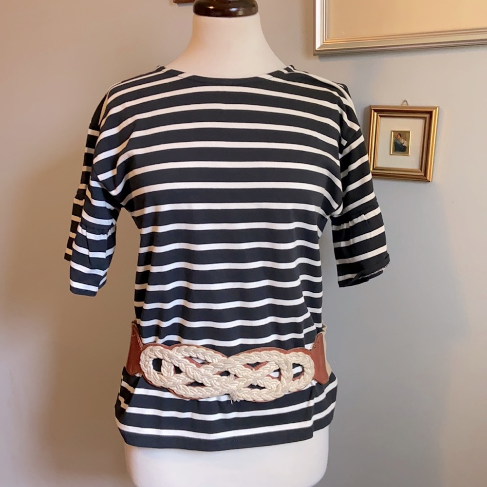 NWT J Crew Mariner Cloth Ruffle Sleeve Tee